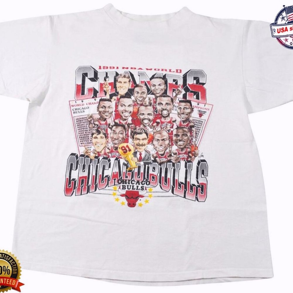 Vintage NBA Chicago Bulls World Champions White T-Shirt, Bulls Basketball Shirt